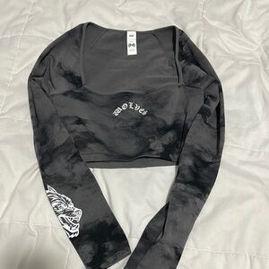 Women's Black Long Sleeve Crop Top